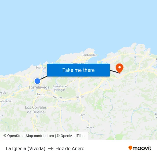 La Iglesia (Viveda) to Hoz de Anero map