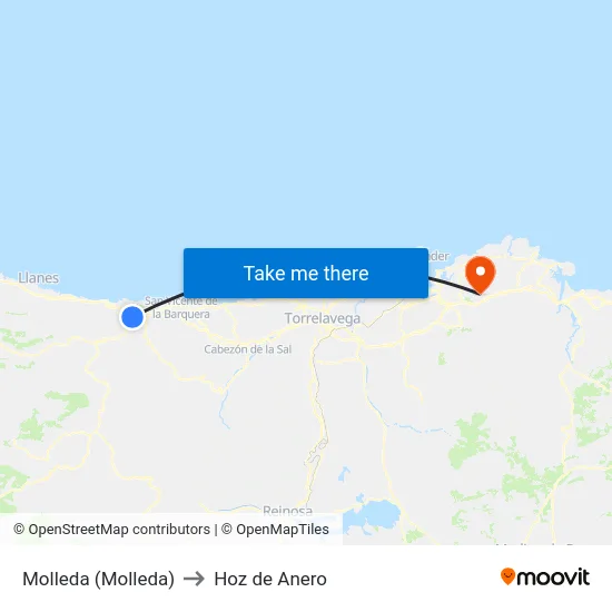 Molleda (Molleda) to Hoz de Anero map