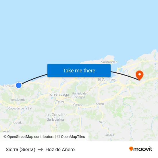 Sierra (Sierra) to Hoz de Anero map