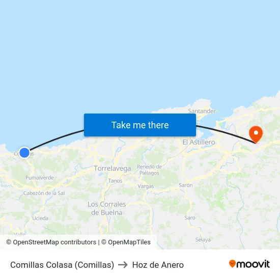 Comillas Colasa (Comillas) to Hoz de Anero map