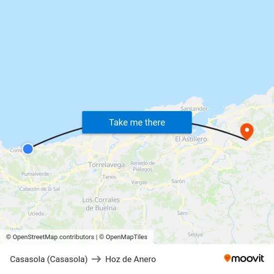 Casasola (Casasola) to Hoz de Anero map