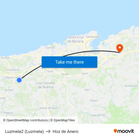 Luzmela2 (Luzmela) to Hoz de Anero map