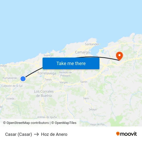 Casar (Casar) to Hoz de Anero map