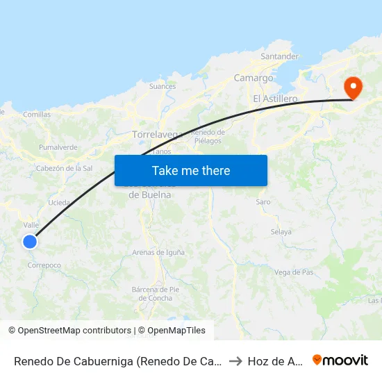 Renedo De Cabuerniga (Renedo De Cabuerniga) to Hoz de Anero map