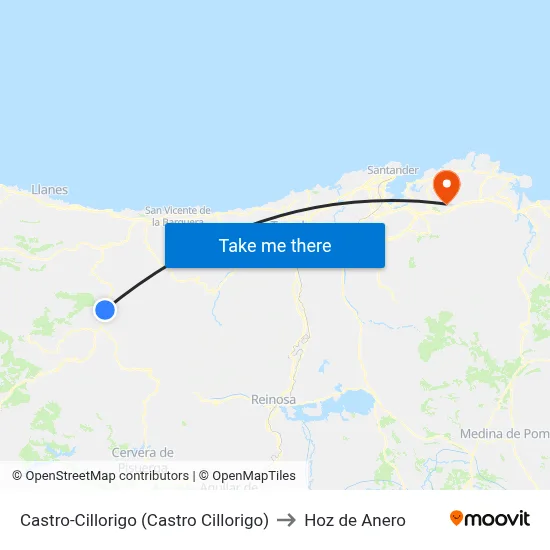 Castro-Cillorigo (Castro Cillorigo) to Hoz de Anero map