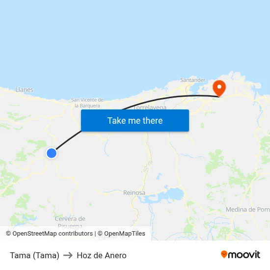 Tama (Tama) to Hoz de Anero map