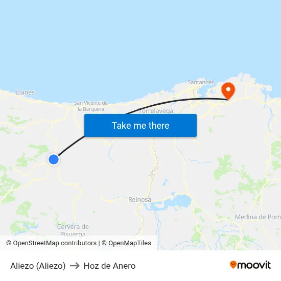 Aliezo (Aliezo) to Hoz de Anero map