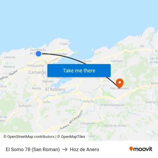 El Somo 78 (San Roman) to Hoz de Anero map