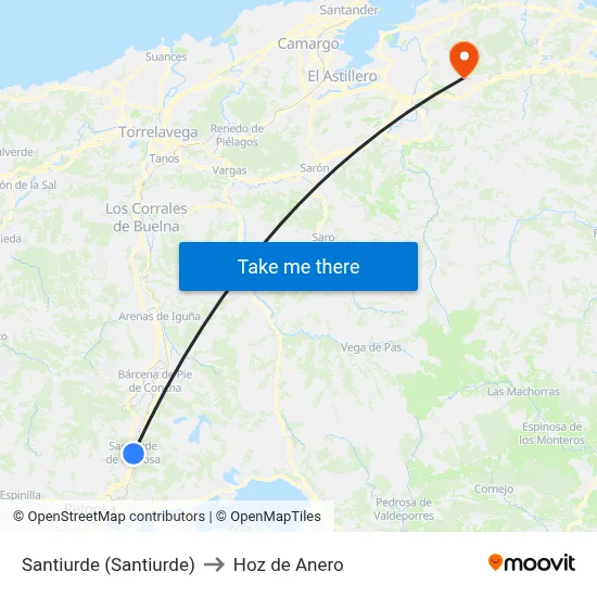 Santiurde (Santiurde) to Hoz de Anero map