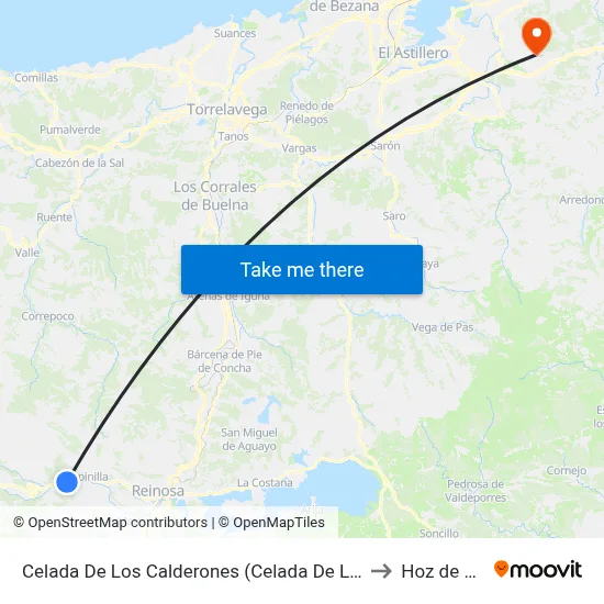 Celada De Los Calderones (Celada De Los Calderones) to Hoz de Anero map