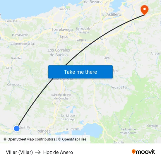 Villar (Villar) to Hoz de Anero map