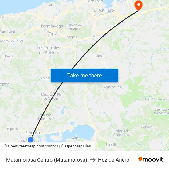 Matamorosa Centro (Matamorosa) to Hoz de Anero map
