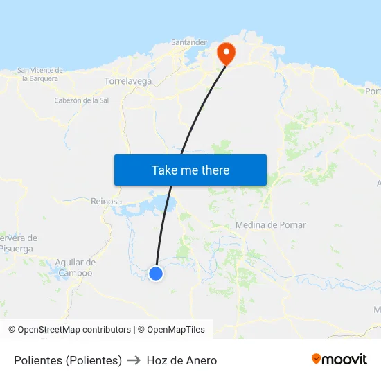 Polientes (Polientes) to Hoz de Anero map