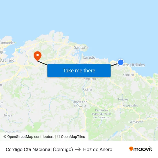 Cerdigo Cta Nacional (Cerdigo) to Hoz de Anero map