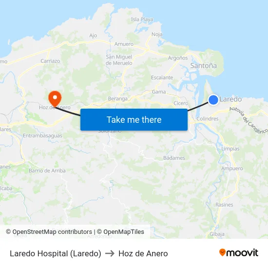 Laredo Hospital (Laredo) to Hoz de Anero map