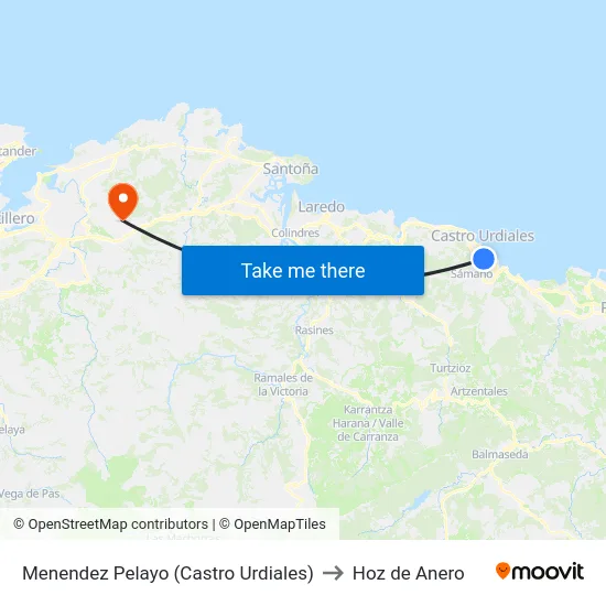 Menendez Pelayo (Castro Urdiales) to Hoz de Anero map
