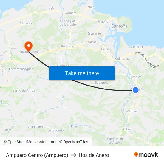 Ampuero Centro (Ampuero) to Hoz de Anero map
