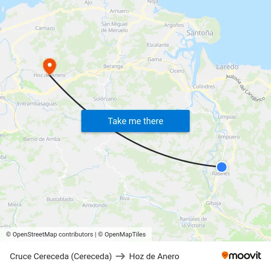 Cruce Cereceda (Cereceda) to Hoz de Anero map