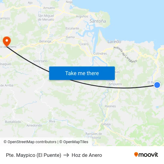 Pte. Maypico (El Puente) to Hoz de Anero map