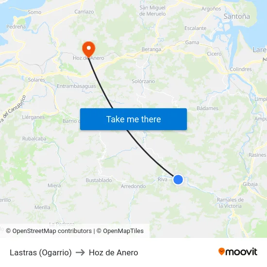 Lastras (Ogarrio) to Hoz de Anero map