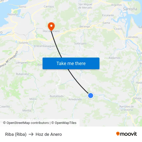 Riba (Riba) to Hoz de Anero map