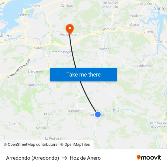Arredondo (Arredondo) to Hoz de Anero map