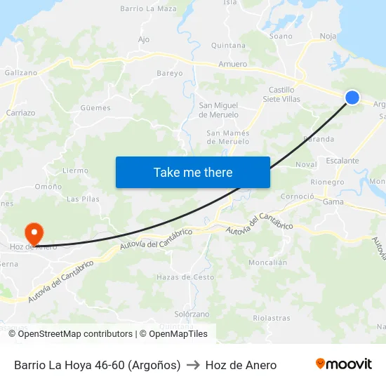 Barrio La Hoya 46-60 (Argoños) to Hoz de Anero map