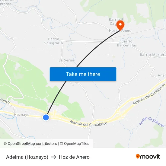 Adelma (Hoznayo) to Hoz de Anero map