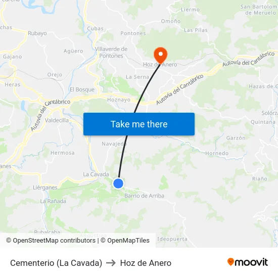 Cementerio (La Cavada) to Hoz de Anero map