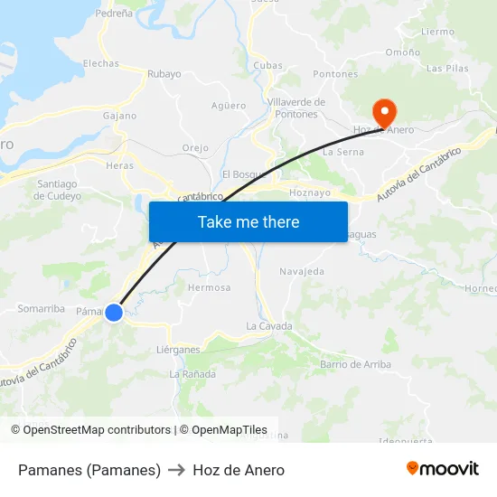 Pamanes (Pamanes) to Hoz de Anero map