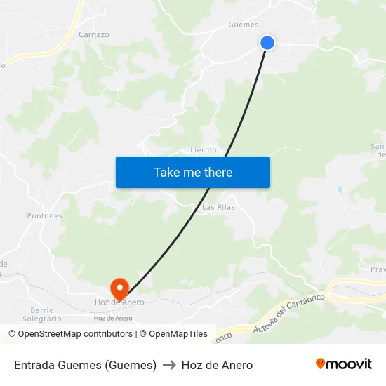 Entrada Guemes (Guemes) to Hoz de Anero map