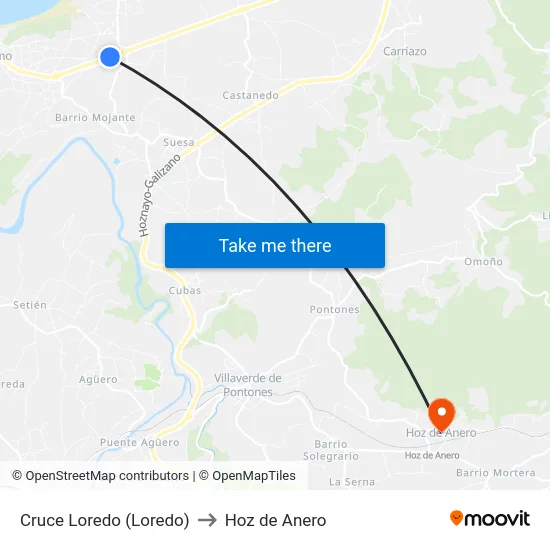 Cruce Loredo (Loredo) to Hoz de Anero map