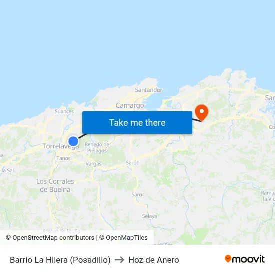 Barrio La Hilera (Posadillo) to Hoz de Anero map