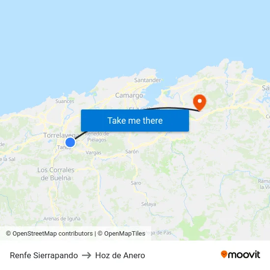 Renfe Sierrapando to Hoz de Anero map
