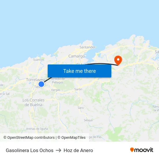 Gasolinera Los Ochos to Hoz de Anero map