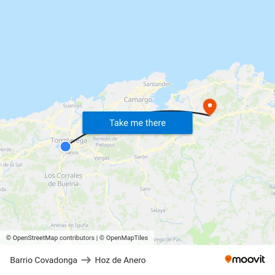 Barrio Covadonga to Hoz de Anero map