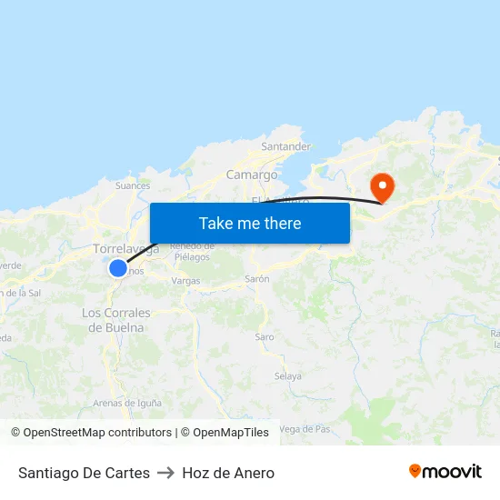 Santiago De Cartes to Hoz de Anero map