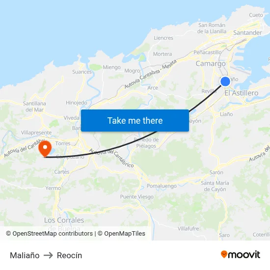 Maliaño to Reocín map