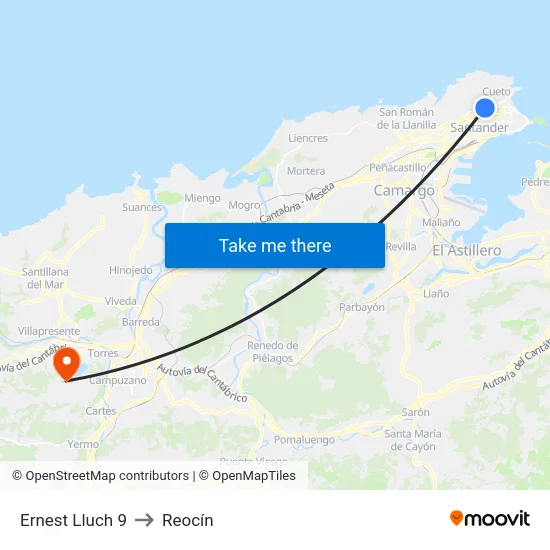 Ernest Lluch 9 to Reocín map