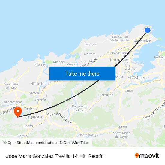 Jose Maria Gonzalez Trevilla 14 to Reocín map