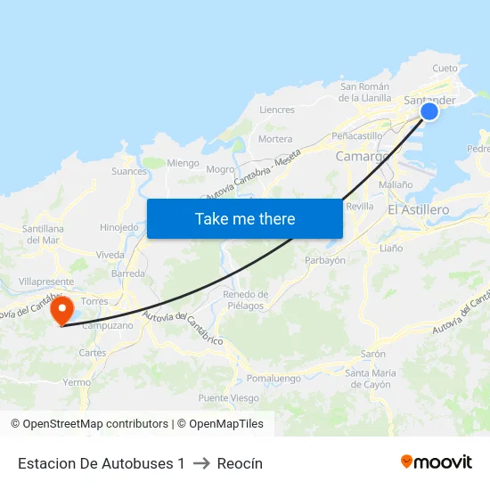 Estacion De Autobuses 1 to Reocín map