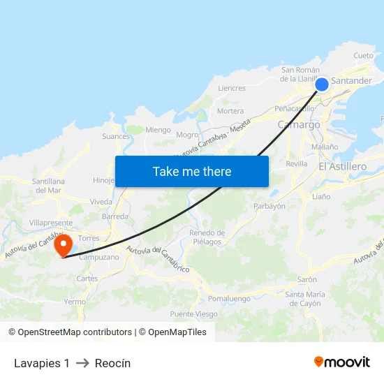 Lavapies 1 to Reocín map