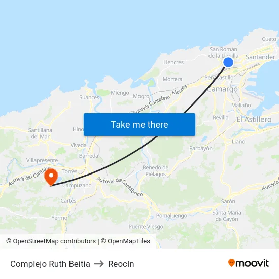 Complejo Ruth Beitia to Reocín map
