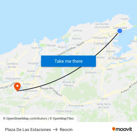 Plaza De Las Estaciones to Reocín map