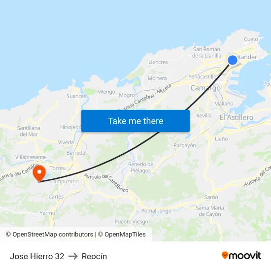 Jose Hierro 32 to Reocín map