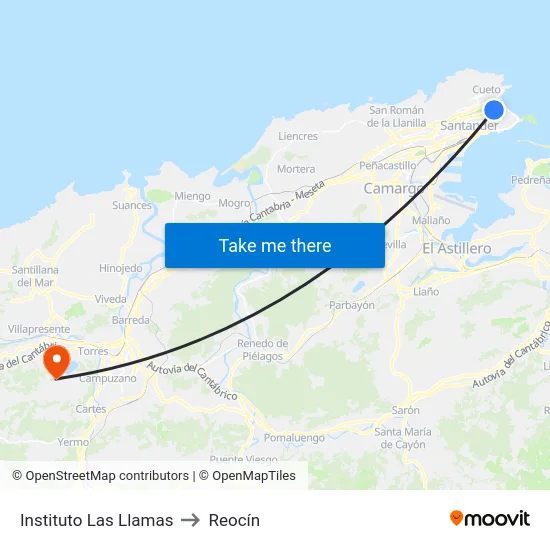 Instituto Las Llamas to Reocín map