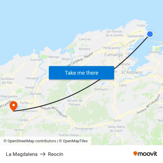 La Magdalena to Reocín map