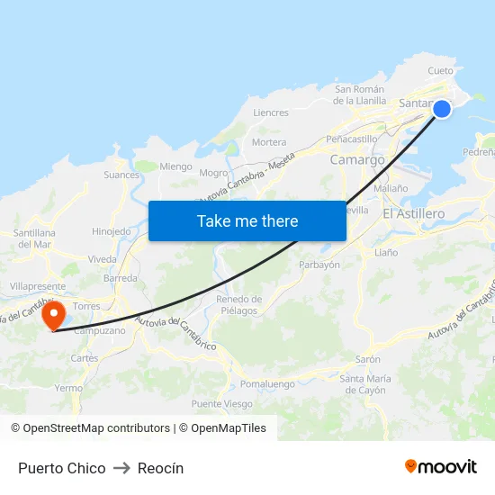 Puerto Chico to Reocín map