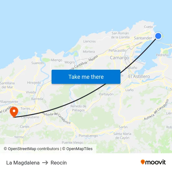 La Magdalena to Reocín map