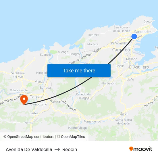 Avenida De Valdecilla to Reocín map